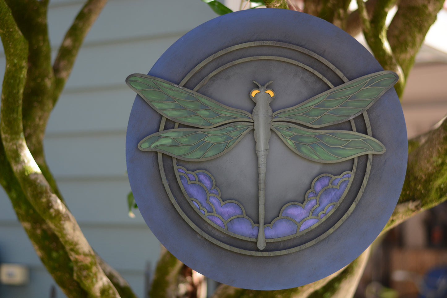 Dragonfly Door Hanger, Wall Hanging, Purple, Green, Blue