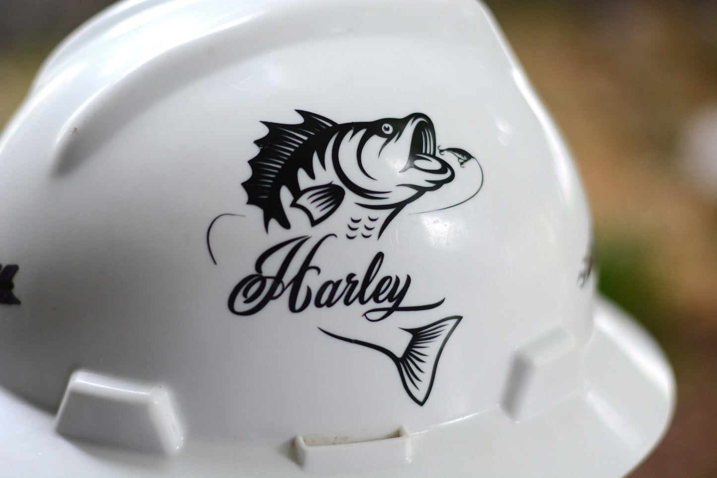 Custom Name Hardhat Decal Sticker Fishing Fish