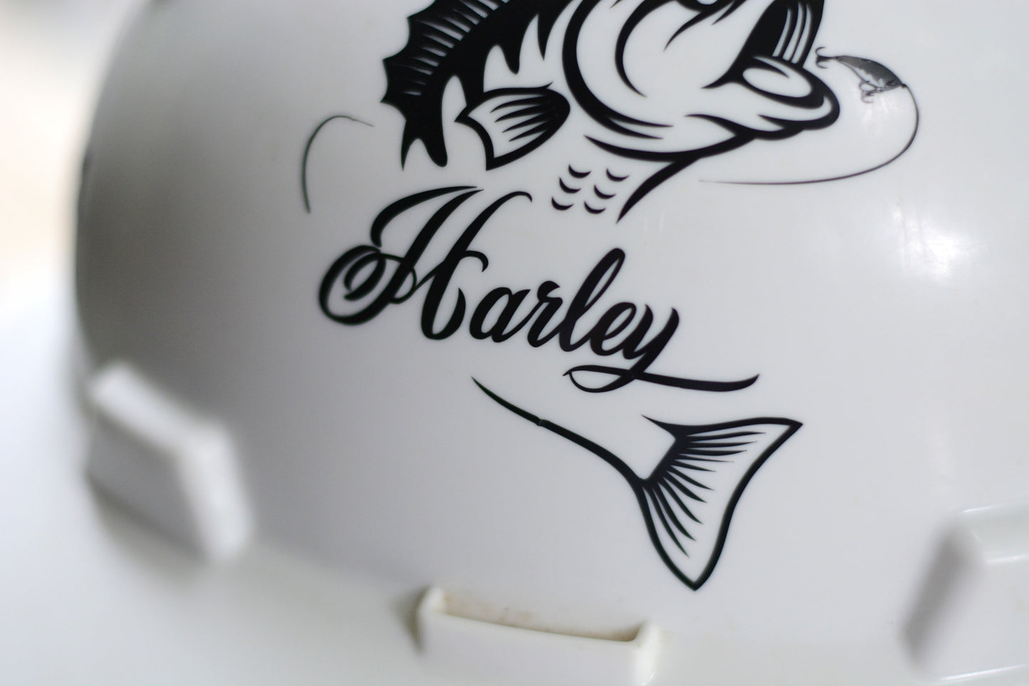 Custom Name Hardhat Decal Sticker Fishing Fish