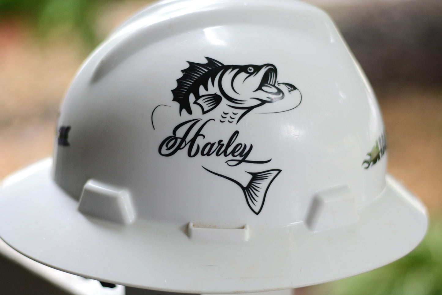 Custom Name Hardhat Decal Sticker Fishing Fish