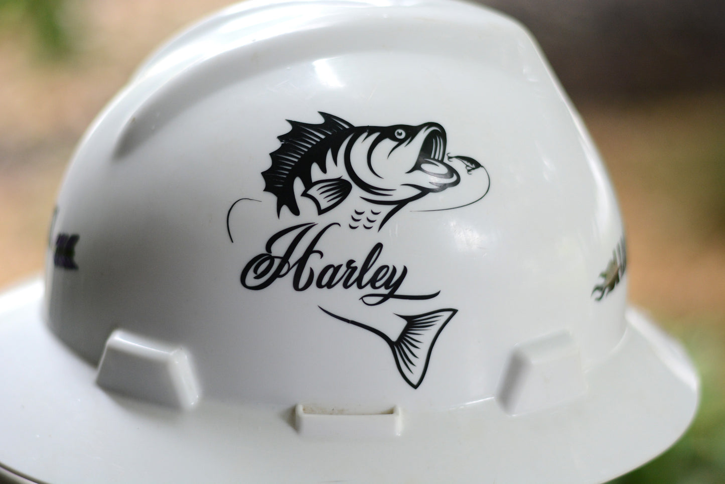 Custom Name Hardhat Decal Sticker Fishing Fish