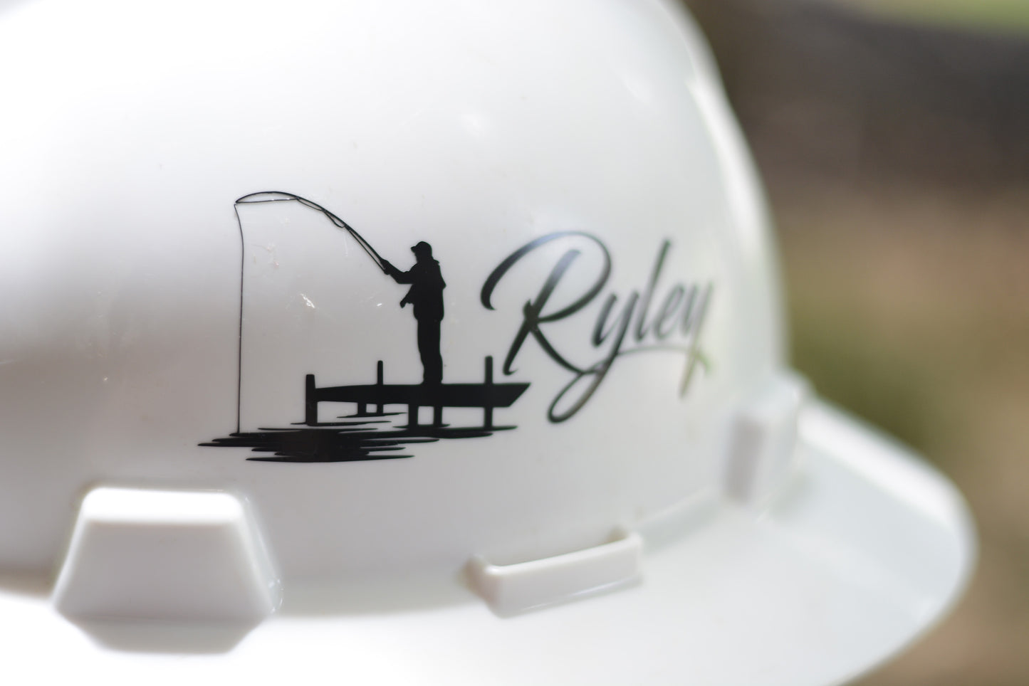 Custom Name Hardhat Decal Sticker Fishing Fish