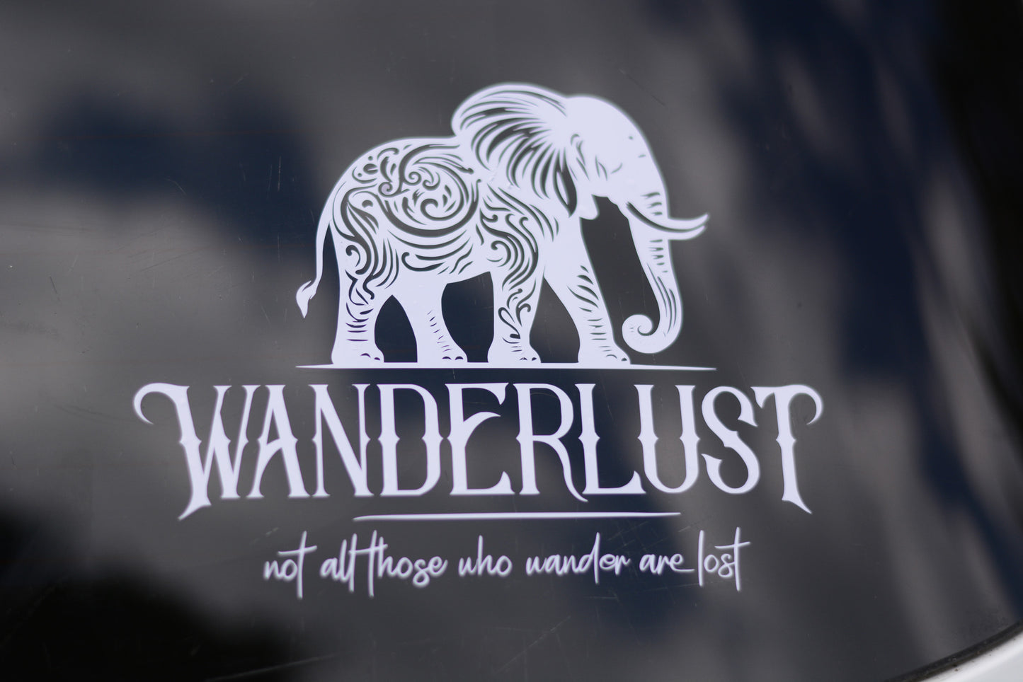 Wanderlust, Not All Those Who Wander Are Lost, Elephant, Car, Truck, Decal, Sticker, Vinyl