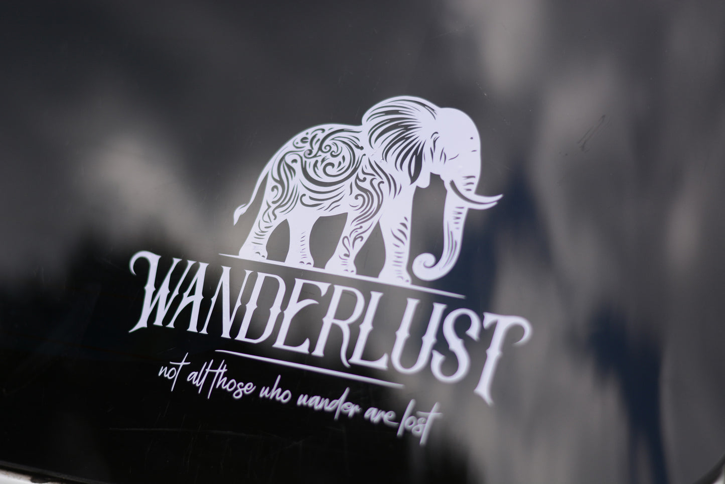 Wanderlust, Not All Those Who Wander Are Lost, Elephant, Car, Truck, Decal, Sticker, Vinyl