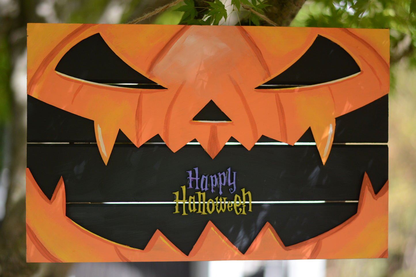 Rectangle Halloween Door Hanger Jack O Lantern