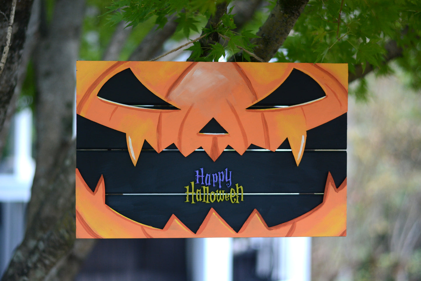 Rectangle Halloween Door Hanger Jack O Lantern