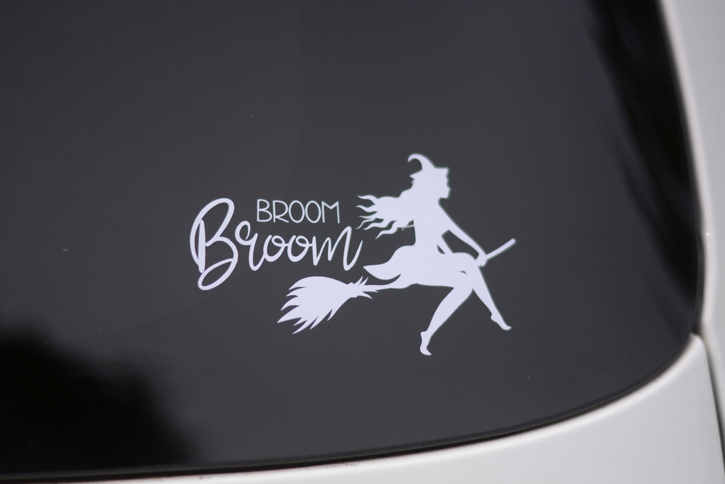 Broom Broom Witch on Broom Car Truck Decal Sticker