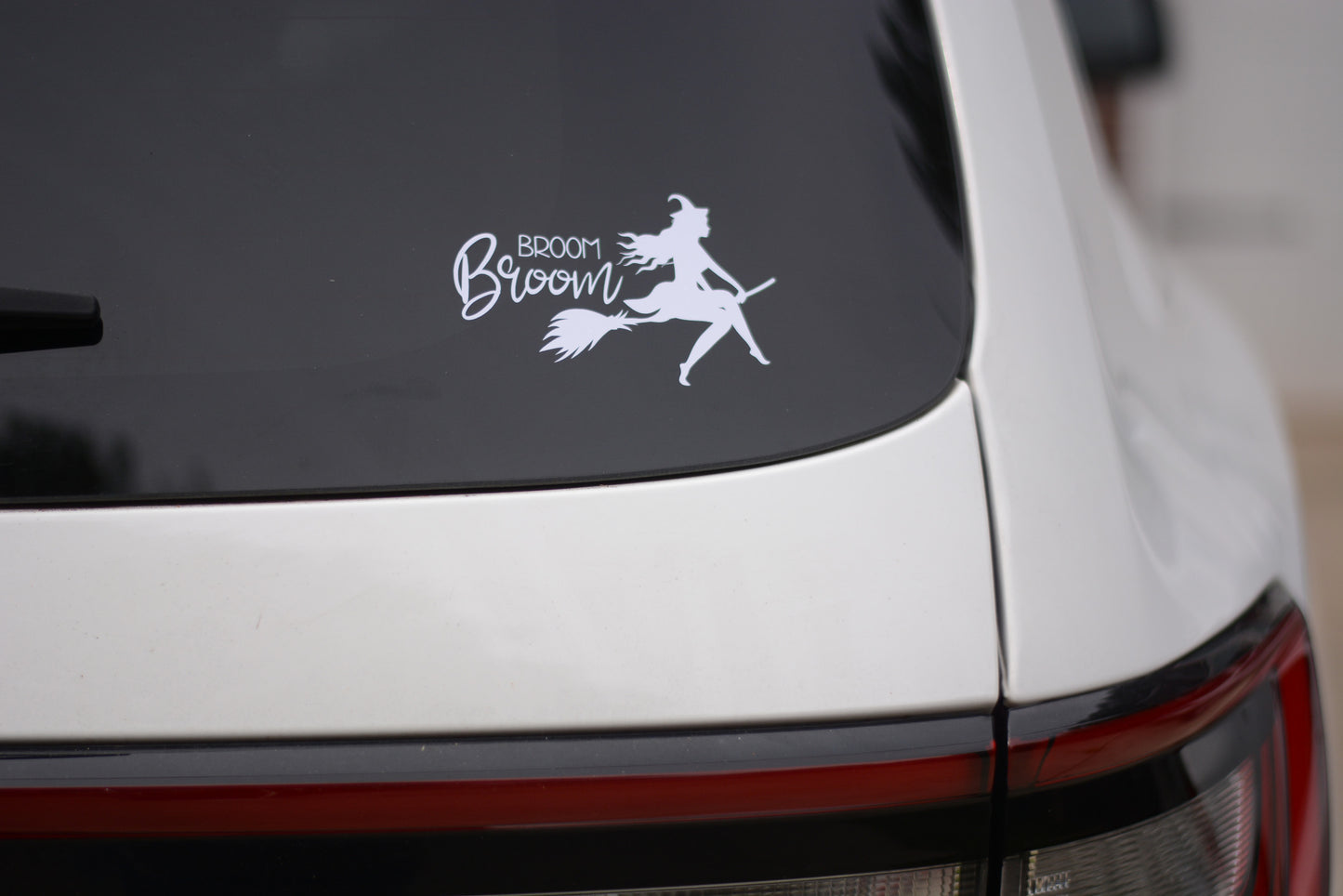 Broom Broom Witch on Broom Car Truck Decal Sticker