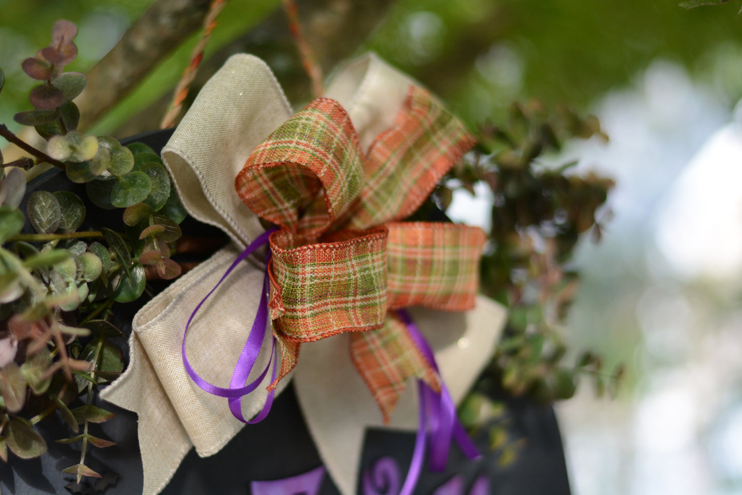 Halloween Door Hanger Wreath | Black | Purple| Haunted House