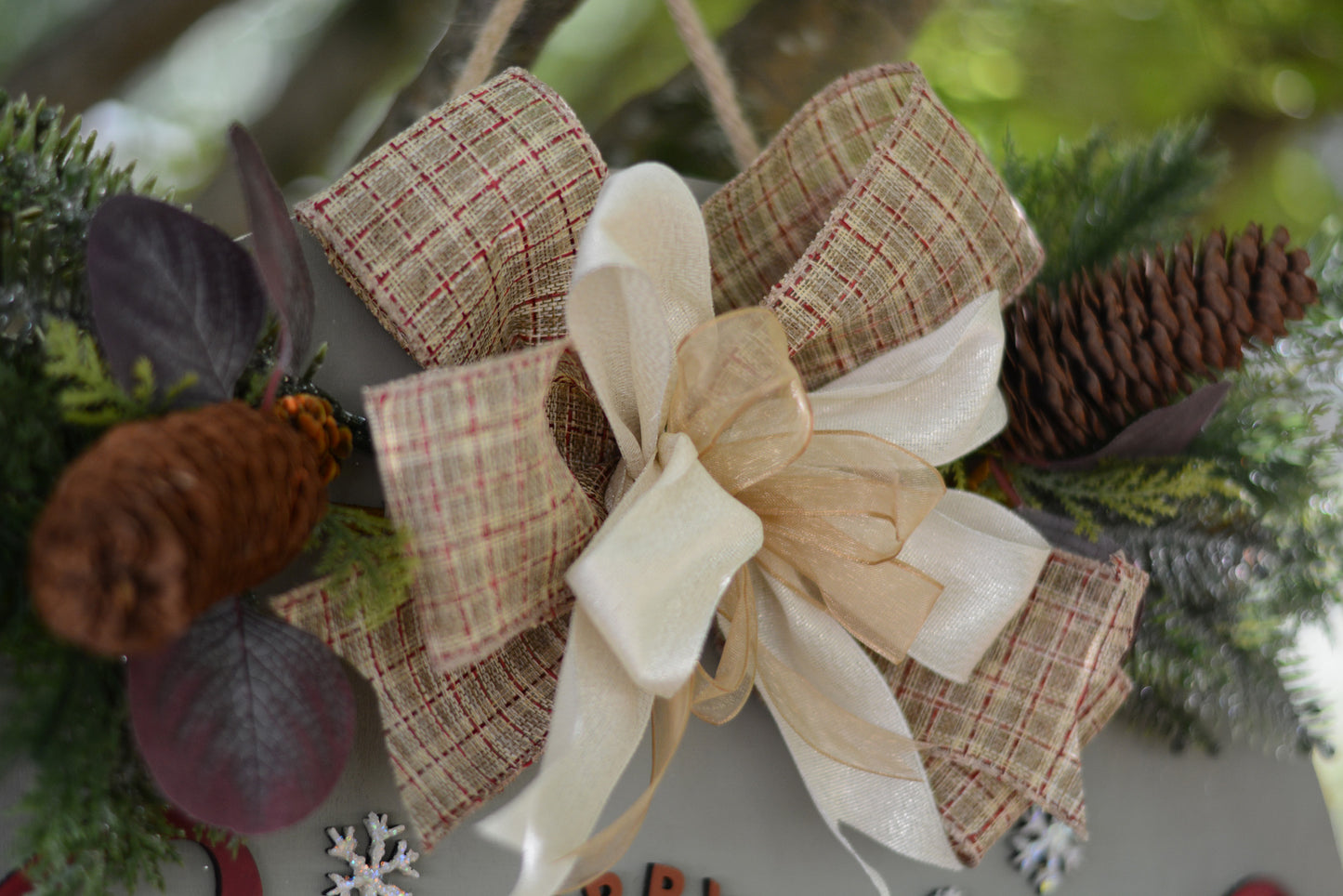 Christmas Door Hanger with Christmas Tree and Village