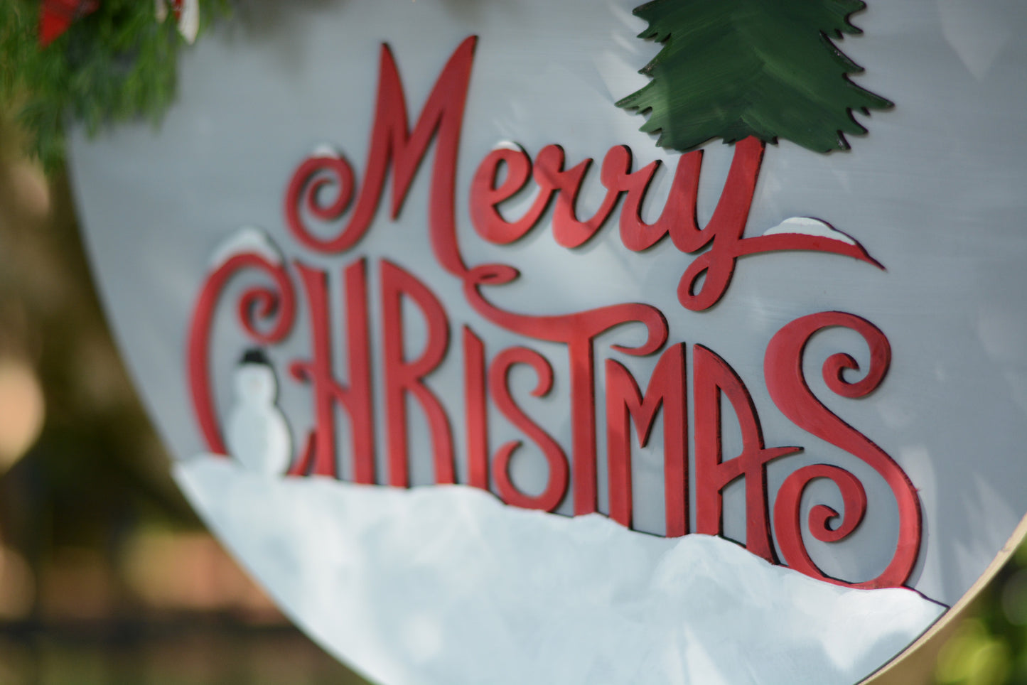 Christmas Door Hanger with Christmas Tree and Snowman