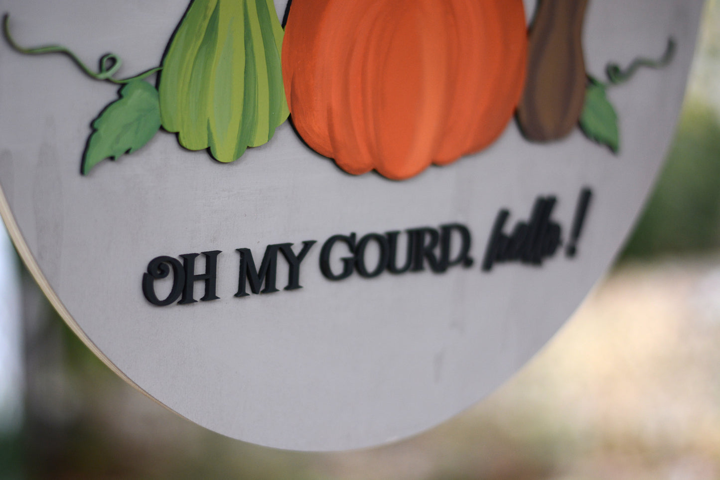 Oh My Gourd, Hello! Large Round Door Hanger Sign Wreath