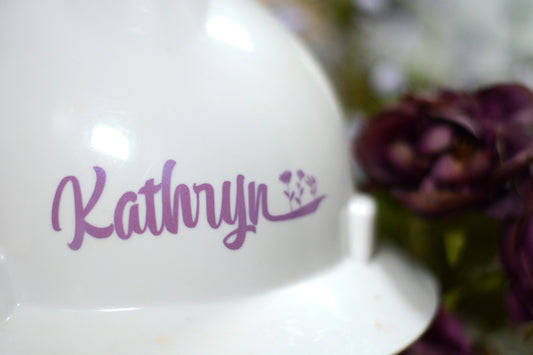 Feminine Hardhat Decal Sticker | Hardhat Sticker for Women | Name Decal