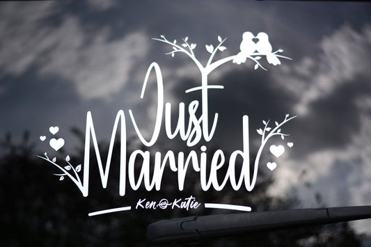 Just Married Personalized Car Truck Vinyl Decal Sticker