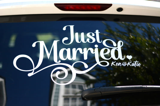 Just Married Personalized Car Truck Vinyl Decal Sticker