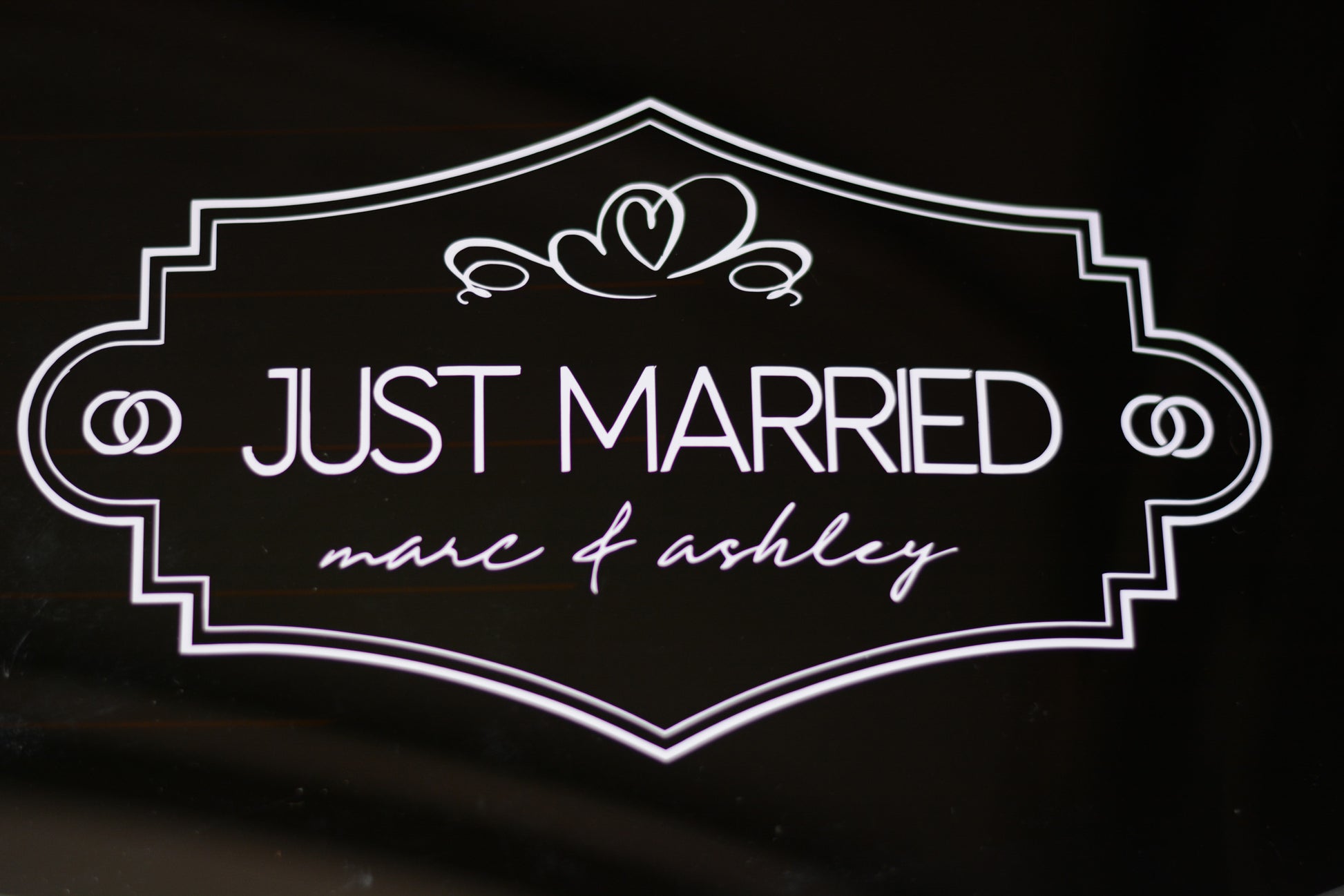 Just Married Vinyl Car Window Decal Sticker Sign Personalized