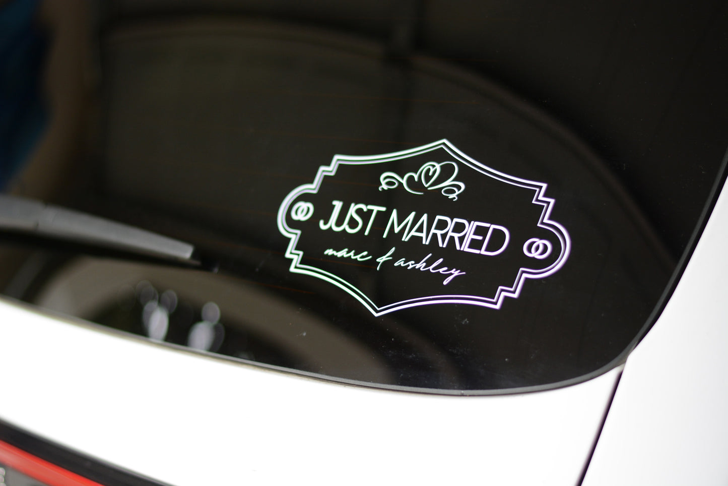 Just Married Vinyl Car Window Decal Sticker Sign Personalized