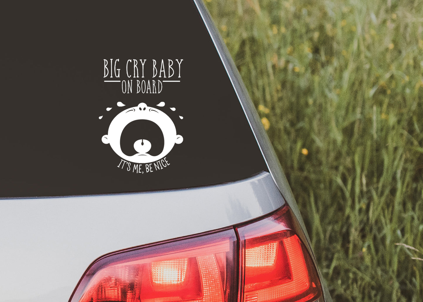 Big Cry Baby On Board, It's Me, Be Nice Bumper Sticker Decal