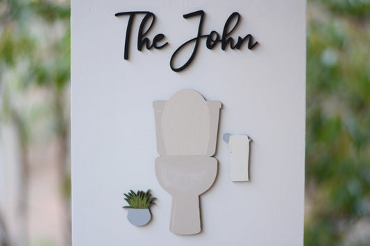 The John | Painted Wood Bathroom Sign