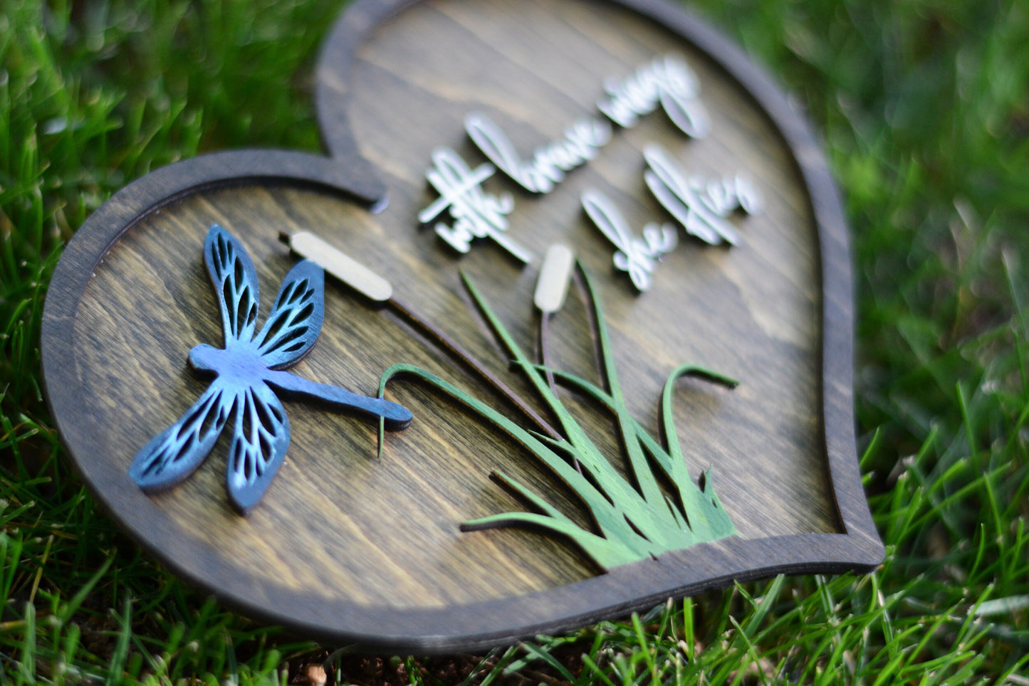 Bereavement Gift | With Brave Wings She Flies | Sympathy Gift | Condolence Decor | Dragonfly Heart Plaque | Hand Painted