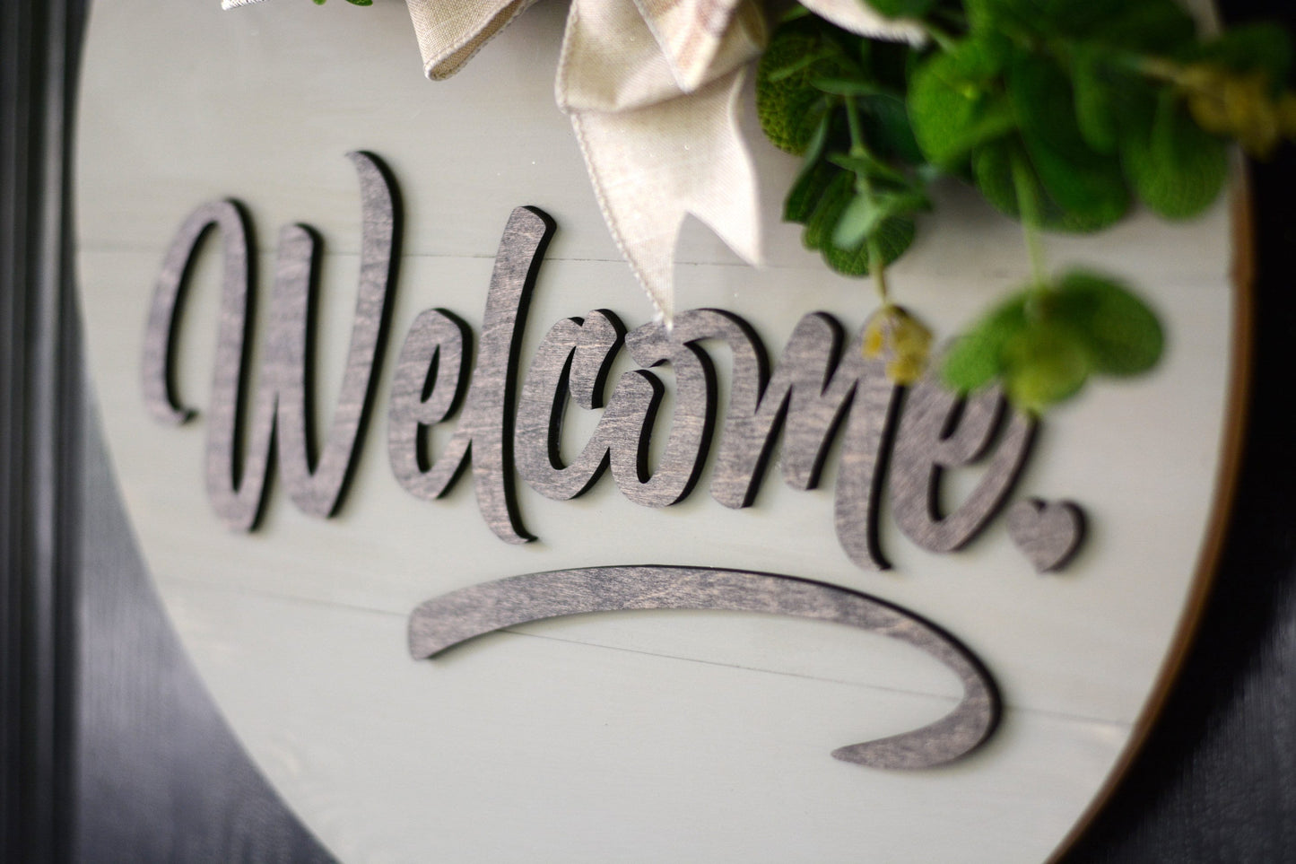 Front Door Decor | Front Door Wreath | Welcome Door Hanger | Round Welcome Sign | Year Round Wreath