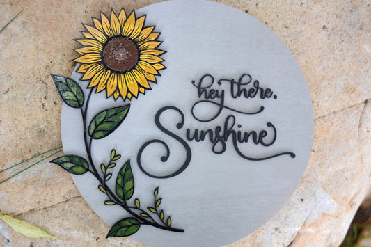 Sunflower Wall Hanging | Wall Art | Welcome Sign | Hey There Sunshine | Entryway | Home Decor Sign