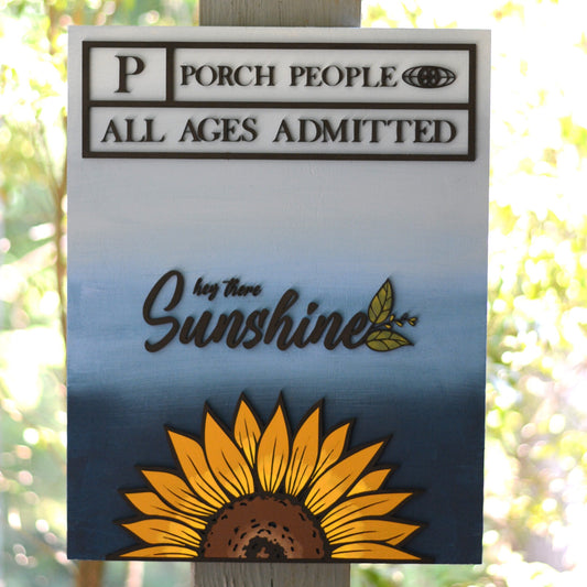 Wood Sunflower "Movie Poster" | Porch People | Patio Decor | Hand Painted | Colorful | Hey There Sunshine