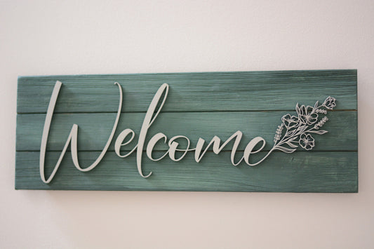 Minimalist Welcome Sign with Flowers